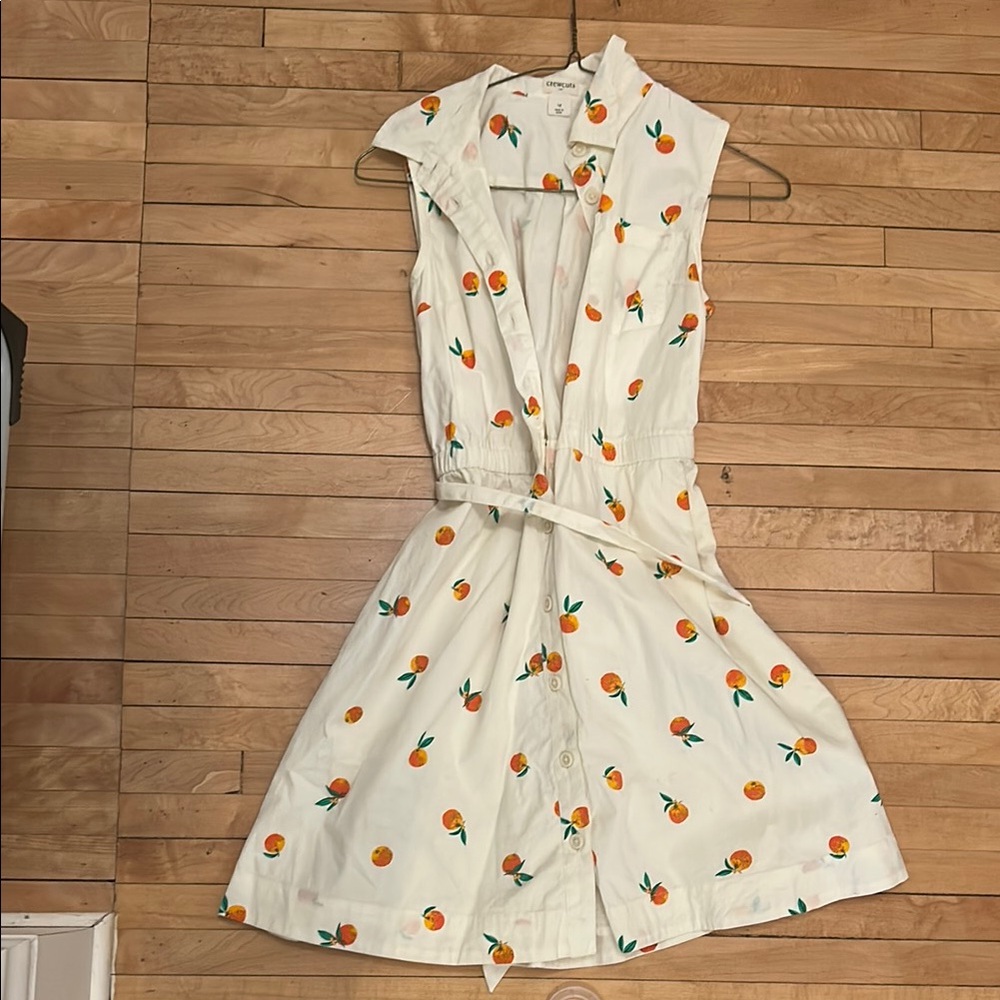 amazing -Crewcuts Ecru White Sleeveless Dress with Orange Print size 12